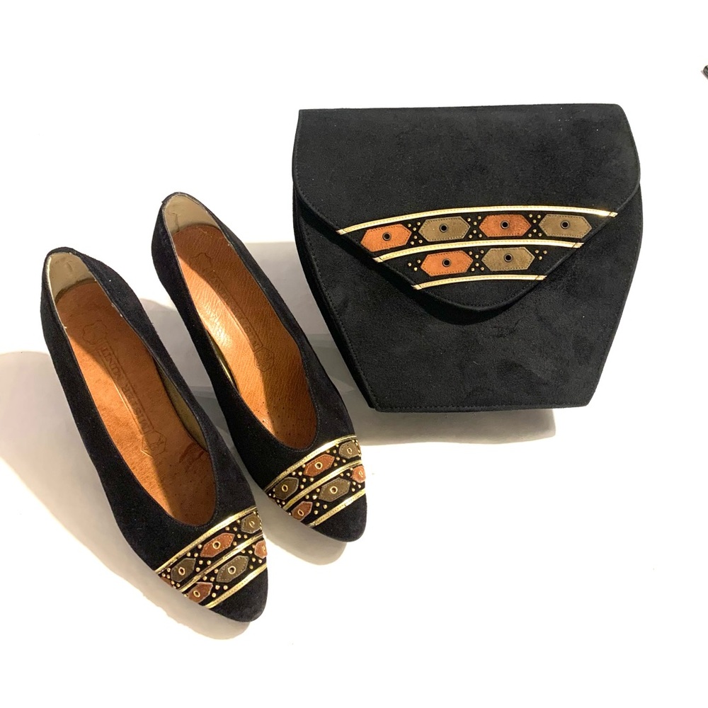 Sacha London - Black and Gold Embellished Heels+Bag sets!